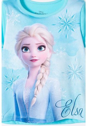 Camiseta De Frozen Manga Corta Azul Para Niña 2T A 5T 2T