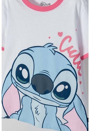 Camiseta De Stitch Blanca Estampada En Frente Para Niña 12