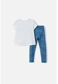 Conjunto De Stitch Blanco Y Azul Con Camiseta Manga Corta Para Niña 2T A 5T 3T de Disney