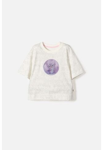 Camiseta De Stitch Manga Corta Marfil Para Niña 8 Disney