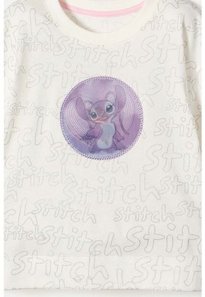 Camiseta De Stitch Manga Corta Marfil Para Niña 8