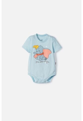 Body De Dumbo Manga Corta Azul Para Bebé Niña 3-6 Disney