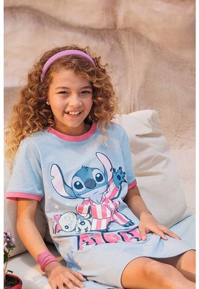 Pijama De Stitch Azul Tipo Batola Para Niña 10