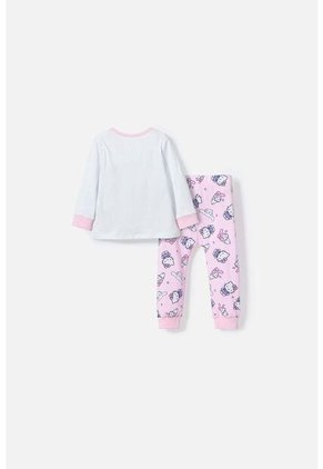 Pijama De Hello Kitty Blanca Y Rosada De Camiseta Manga Larga Para Bebé Niña 9-12