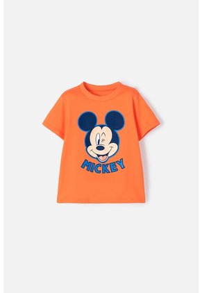 Camiseta De Mickey Mouse Manga Corta Naranja Para Niño 2T
