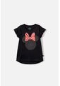 Camiseta De Minnie Mouse Manga Corta Negra Para Niña 12 de Disney