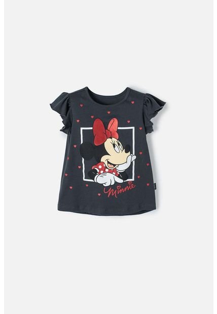 Camiseta De Minnie Mouse Manga Corta Gris Para Niña 2T A 5T 5T