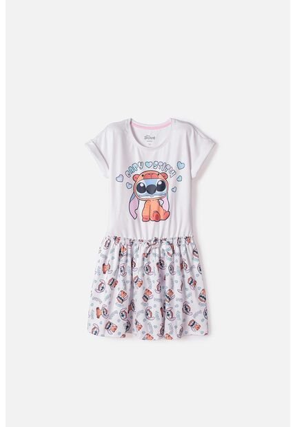 Vestido De Stitch Y Capybara Manga Corta Multicolor Para Niña 14