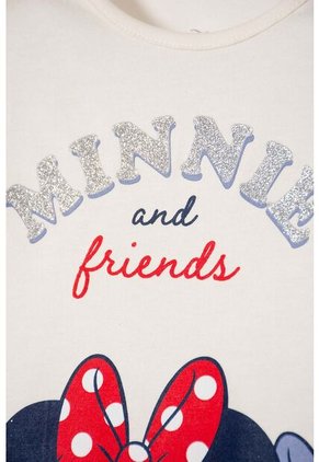 Camiseta De Minnie Mouse Manga Corta Marfil Para Niña 2T A 5T 3T