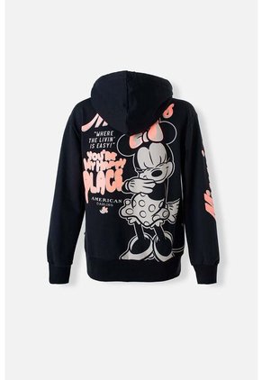 Buzo De Minnie Mouse Con Capucha Negro Para Mujer M