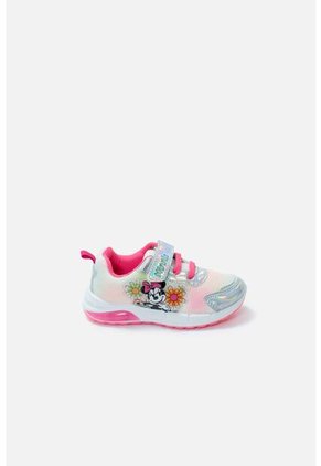 Tenis Con Luces De Minnie Mouse Blanco Y Rosado Para Niña 30