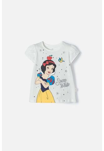 Camiseta De Blancanieves Marfil Estampada En Frente Para Niña 2T A 5T Disney