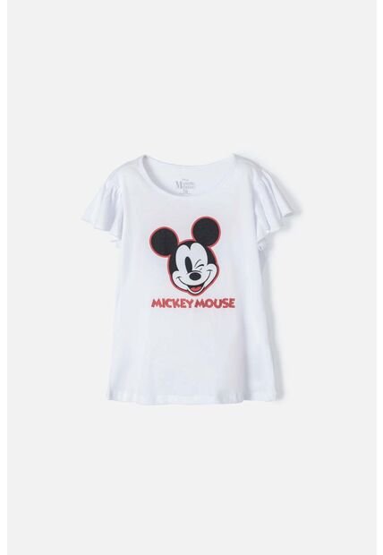 Camiseta De Mickey Mouse Manga Corta Blanca Para Niña 12