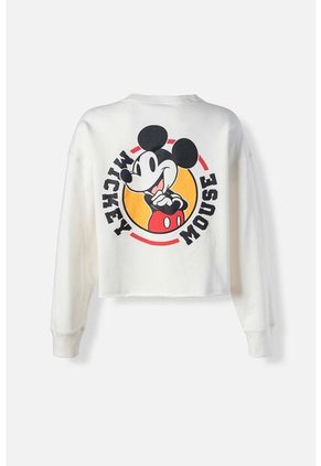 Buzo De Mickey Mouse Marfil Cerrado Para Mujer M
