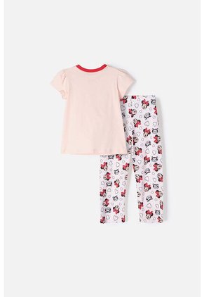 Pijama De Minnie Mouse Manga Corta Rosa Y Rojo Para Niña 2T A 5T 4T