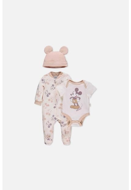 Set Primeros Días De Mickey Mouse Marfil/caqui Para Bebé Unisex 0-3