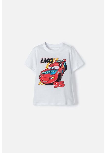 Camiseta De Cars Manga Corta Blanca Para Niño 2T A 5T 3T