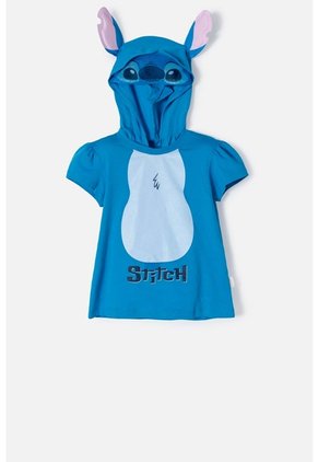 Camiseta De Stitch Con Capucha Azul Para Niña 2T A 5T 4T