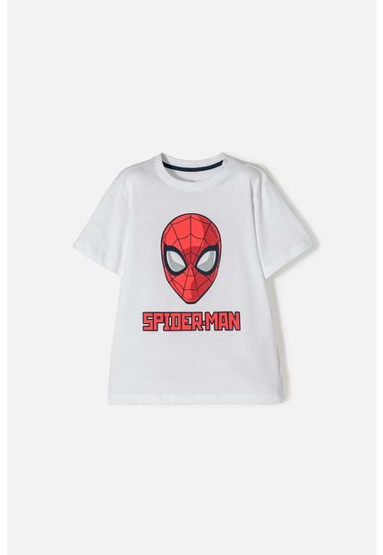 Camiseta De Spiderman Manga Corta Blanca Para Niño 12