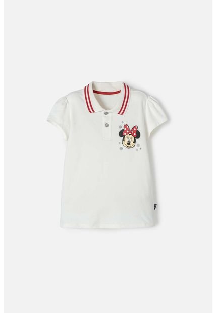 Camiseta Tipo Polo De Minnie Mouse Marfil Para Niña 6