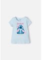 Camiseta De Stitch Manga Corta Azul Para Niña 12 de Disney
