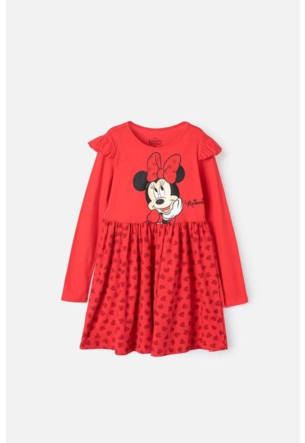 Vestido De Minnie Mouse Manga Larga Rojo Para Niña 10