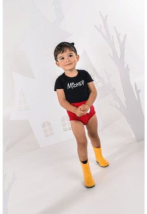 Body De Mickey Mouse Manga Corta Rojo Con Negro Para Bebé Niño 6-9