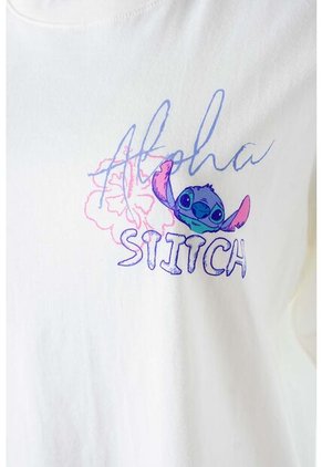 Camiseta De Stitch Marfil Regular Fit Para Mujer S