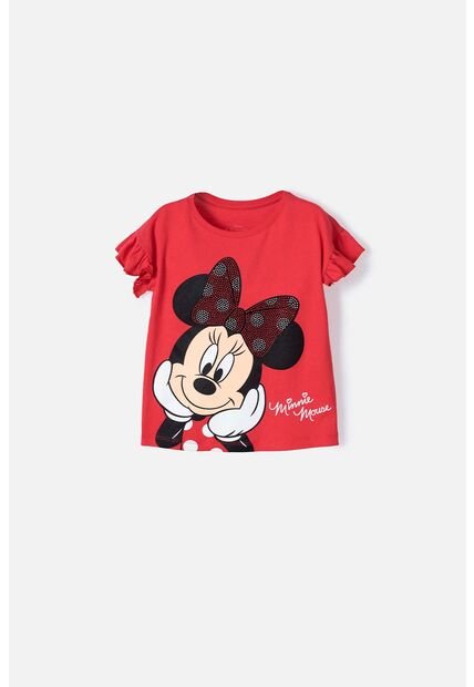 Camiseta De Minnie Mouse Roja Estampada Para Niña De 2T A 5T 5T