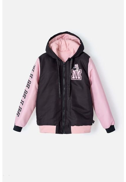 Chaqueta De Minnie Mouse Negra Y Rosada Impermeable Para Niña 8