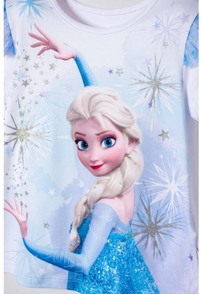 Camiseta De Frozen Manga Corta Blanco Para Niña 2T A 6T 3T