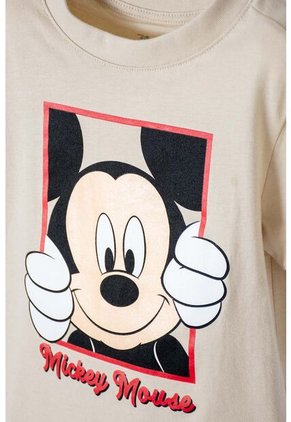 Camiseta De Mickey Mouse Manga Corta Beige Para Niño 2T A 5T 2T