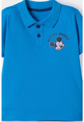 Camiseta Tipo Polo De Mickey Mouse Azul Tipo Polo Para Niño 2T A 5T 4T