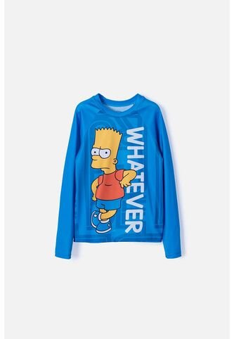 Camiseta De Baño Bart Simpson Manga Larga Azul Para Niño 12 Disney