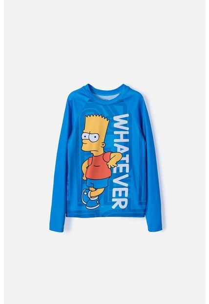 Camiseta De Baño Bart Simpson Manga Larga Azul Para Niño 12