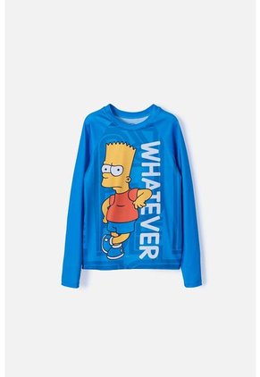 Camiseta De Baño Bart Simpson Manga Larga Azul Para Niño 12