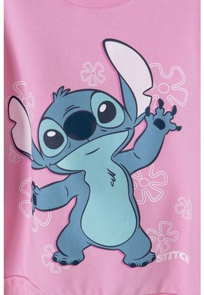 Buzo De Lilo Y Stitch Rosado De Cuello Redondo Para Niña 10