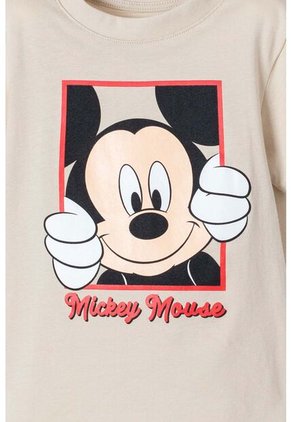 Camiseta De Mickey Mouse Manga Corta Beige Para Niño 2T A 5T 4T