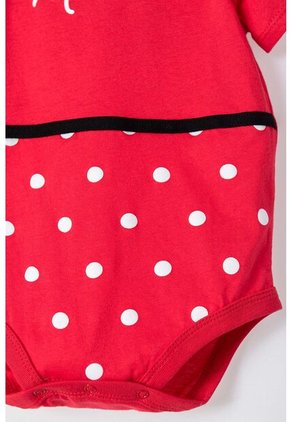 Body De Minnie Mouse Manga Corta Negro Y Rojo Para Bebé Niña 6-9