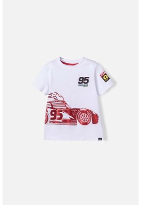 Camiseta De Cars Manga Corta Blanca Para Niño 2T A 5T 3T