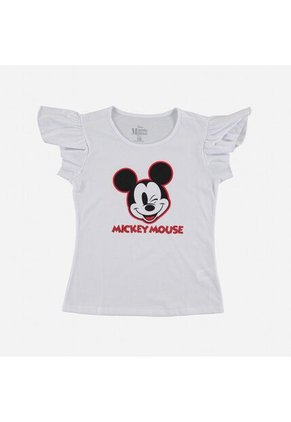 Camiseta De Mickey Mouse Manga Corta Blanca Para Niña 4