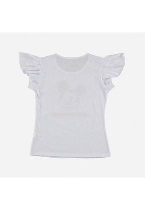 Camiseta De Mickey Mouse Manga Corta Blanca Para Niña 4