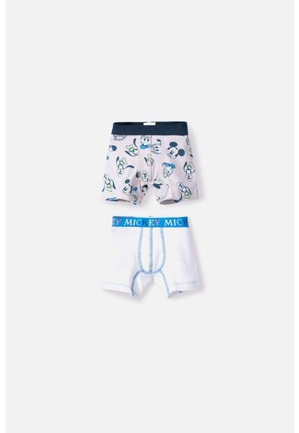 Pack X2 Bóxer De Mickey Mouse Blanco Y Marfil Oscuro Para Niño 2T A 5T 3T