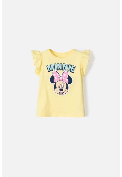 Camiseta Minnie Mouse Manga Corta Amarilla Para Niña 2T A 5T 3T