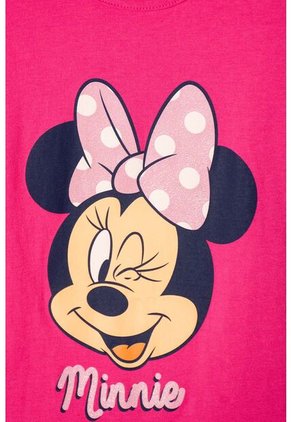Camiseta De Minnie Mouse Fucsia Con Detalles Brillantes Para Niña 10
