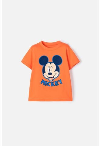 Camiseta De Mickey Mouse Manga Corta Naranja Para Niño 2T Disney