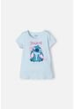 Camiseta De Stitch Manga Corta Azul Para Niña 12 de Disney