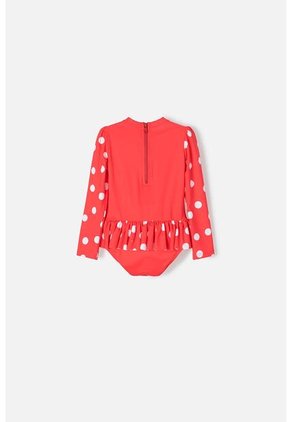 Vestido De Baño De Minnie Mouse Rojo Manga Larga Para Niña 2T A 5T 4T