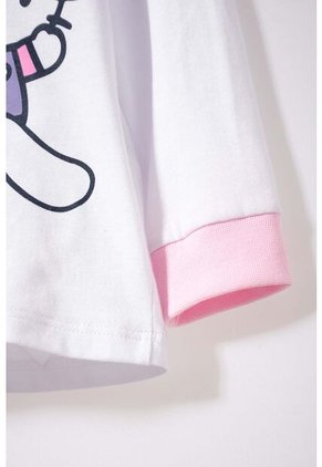 Pijama De Hello Kitty Blanca Y Rosada De Camiseta Manga Larga Para Bebé Niña 6-9
