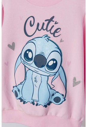 Buzo De Stitch Rosado Claro Cerrado Para Niña 2T A 5T 5T